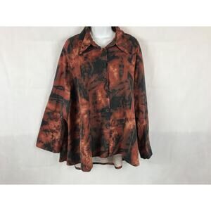 EUC Harriet's SF Button Down Lagenlook One Size Multicolor Red Black Top